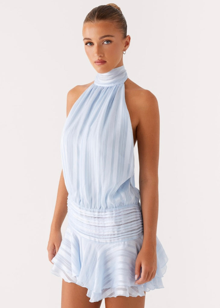Willow Chiffon Mini Dress - Blue