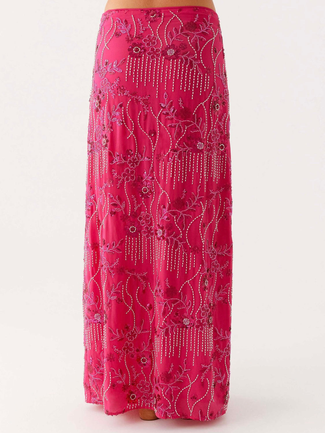 Corinna Low Rise Sequin Maxi Skirt - Fushsia
