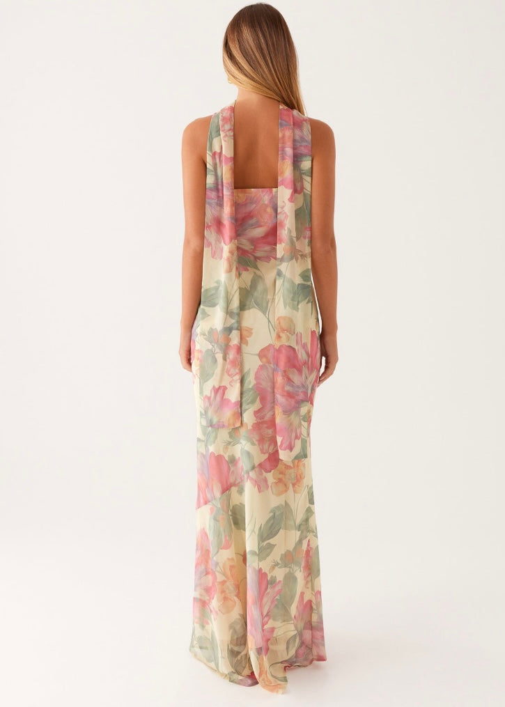 Under The Pagoda Maxi Dress - Yellow Peony