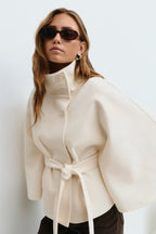 Lienna Belt Cape Jacket - White