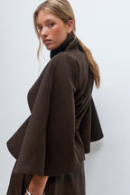 Lienna Belt Cape Jacket - Brown