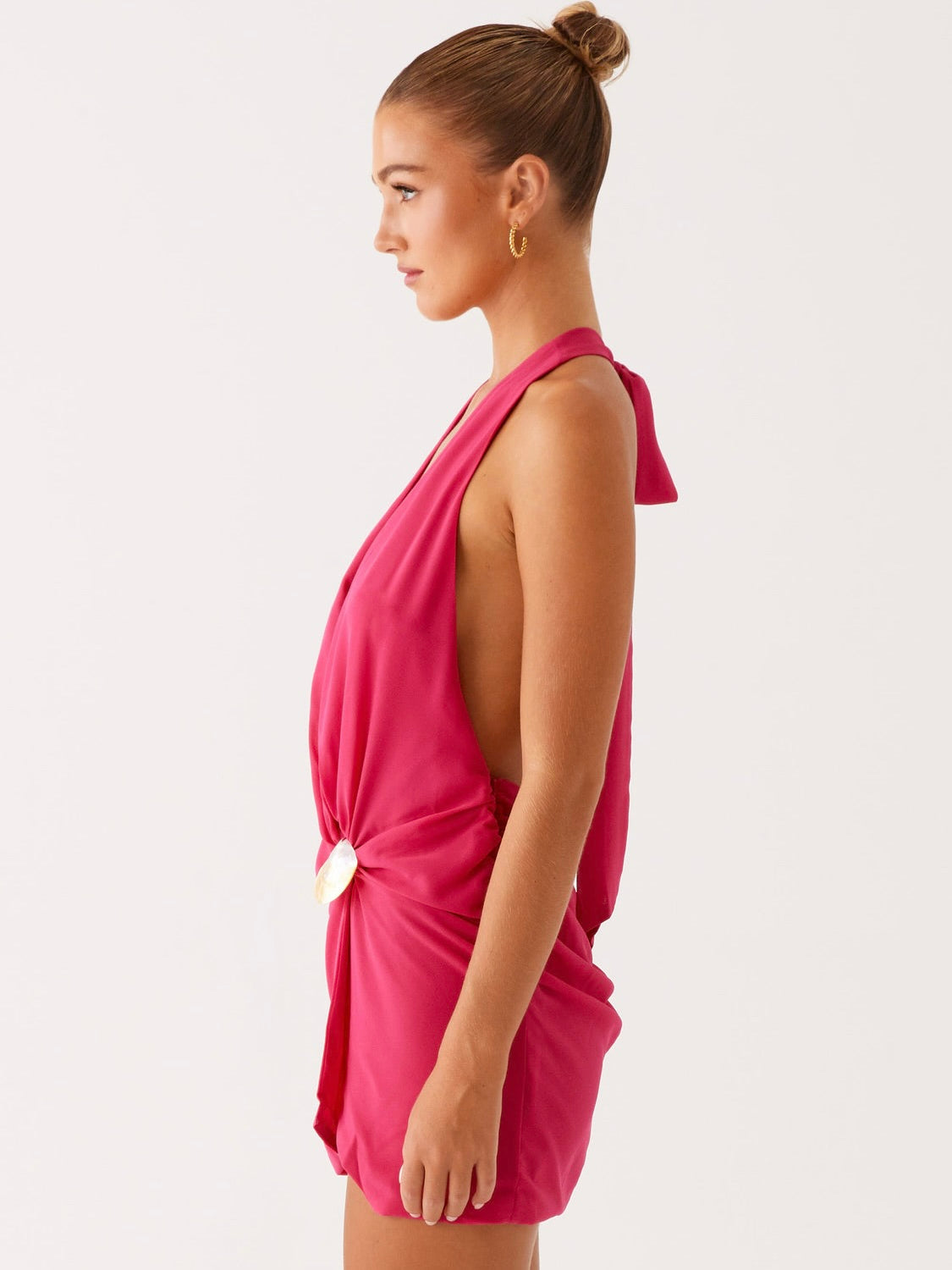 Eleanora Plunge Scarf Mini Dress - Pink