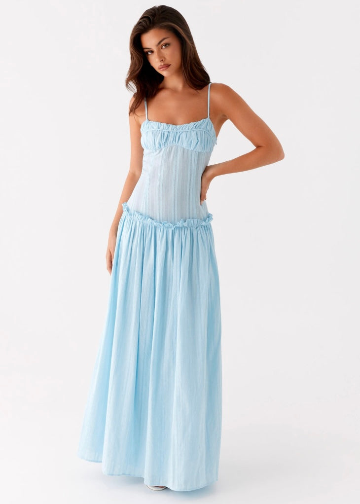 Jacinda Drop Waist Maxi Dress - Blue
