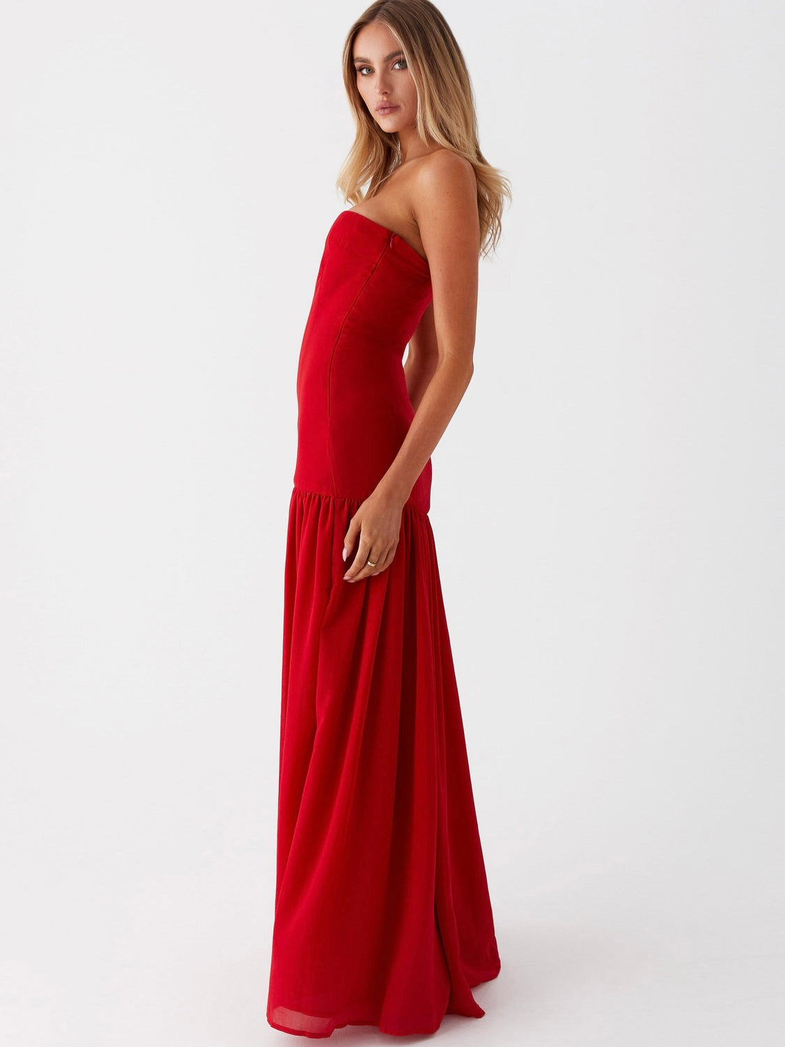 Eden Strapless Maxi Dress - Red
