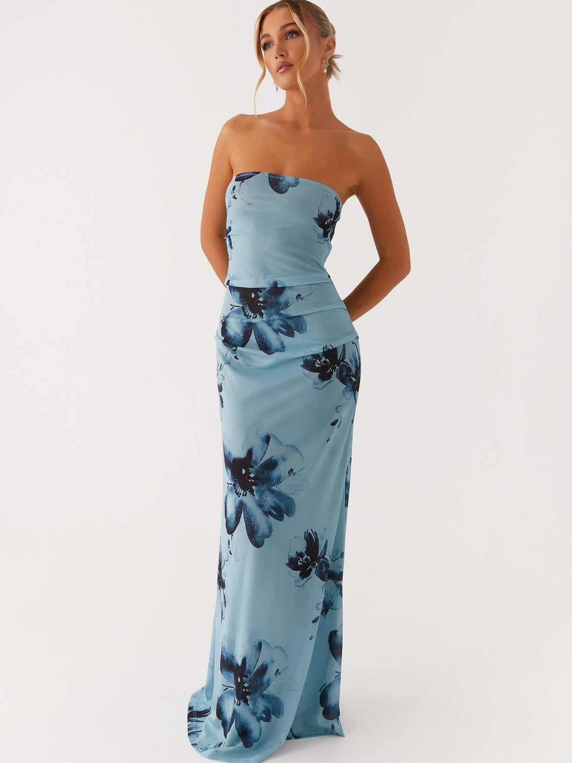 Field Of Dreams Maxi Dress - Blue Black Floral