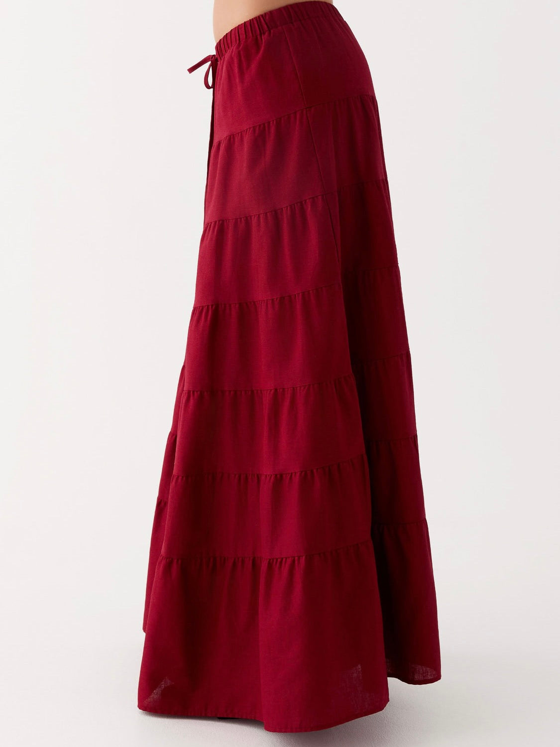 Mariella Linen Maxi Skirt - Maroon