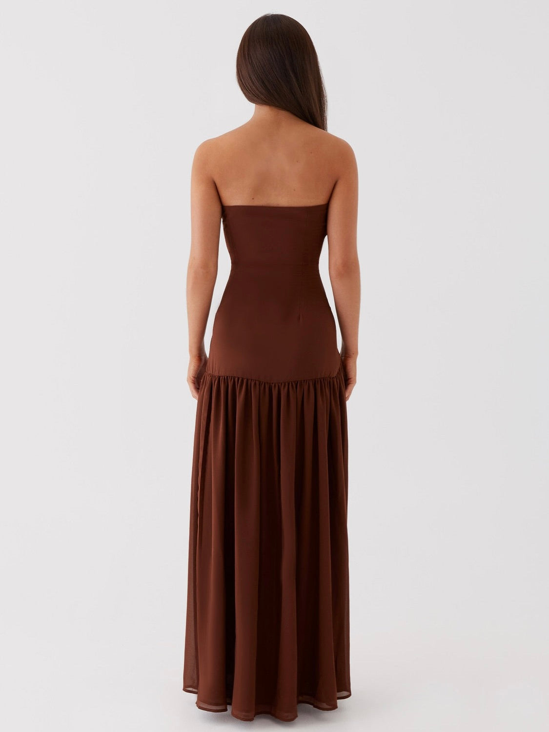 Eden Strapless Maxi Dress - Brown