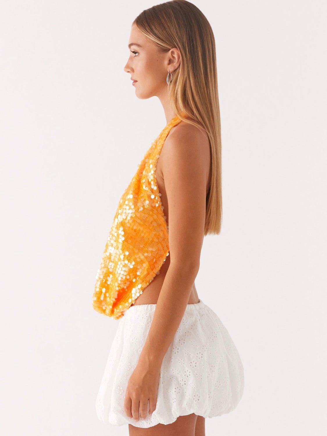 Rio Dreams Cowl Neck Halter Top - Orange