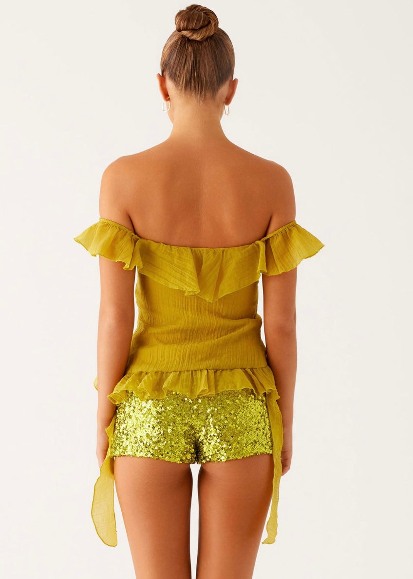Dylan Off Shoulder Top - Lime