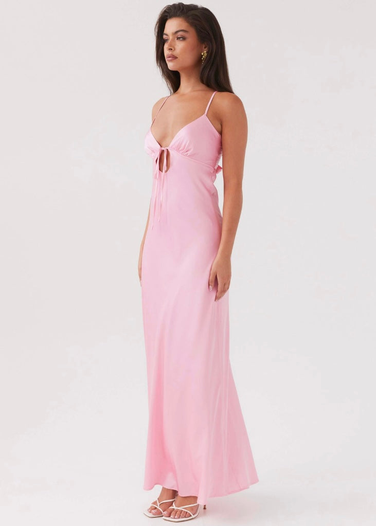 Flora Satin Maxi Dress - Candy