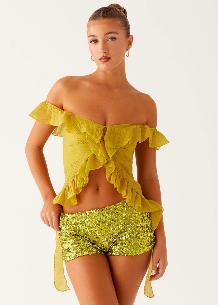 Dylan Off Shoulder Top - Lime
