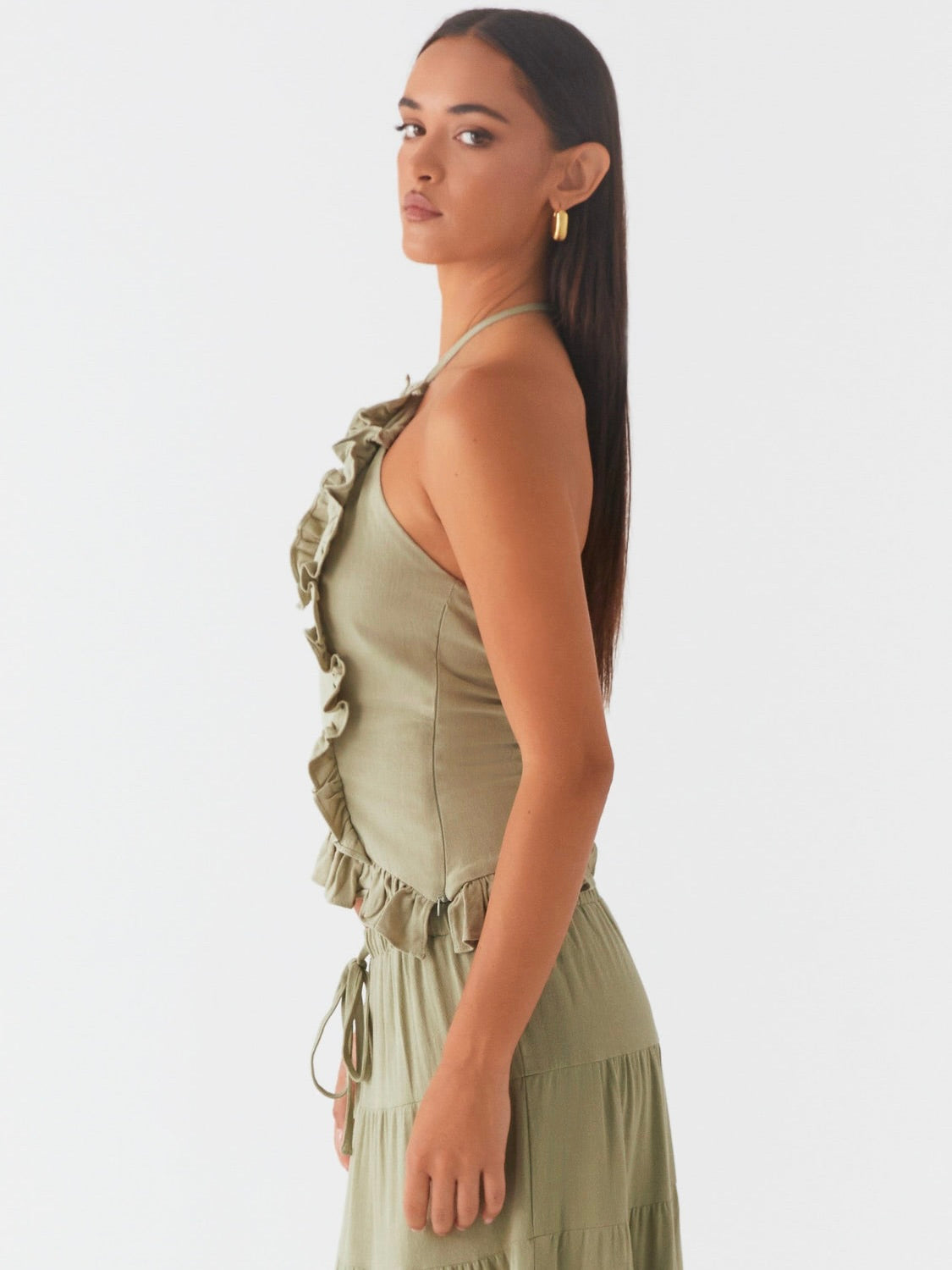 Mariella Linen Top - Sage