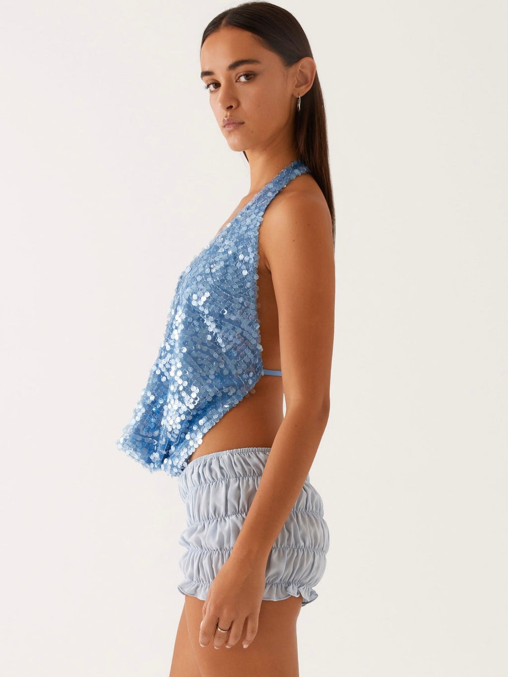 Rio Dreams Cowl Neck Halter Top - Blue