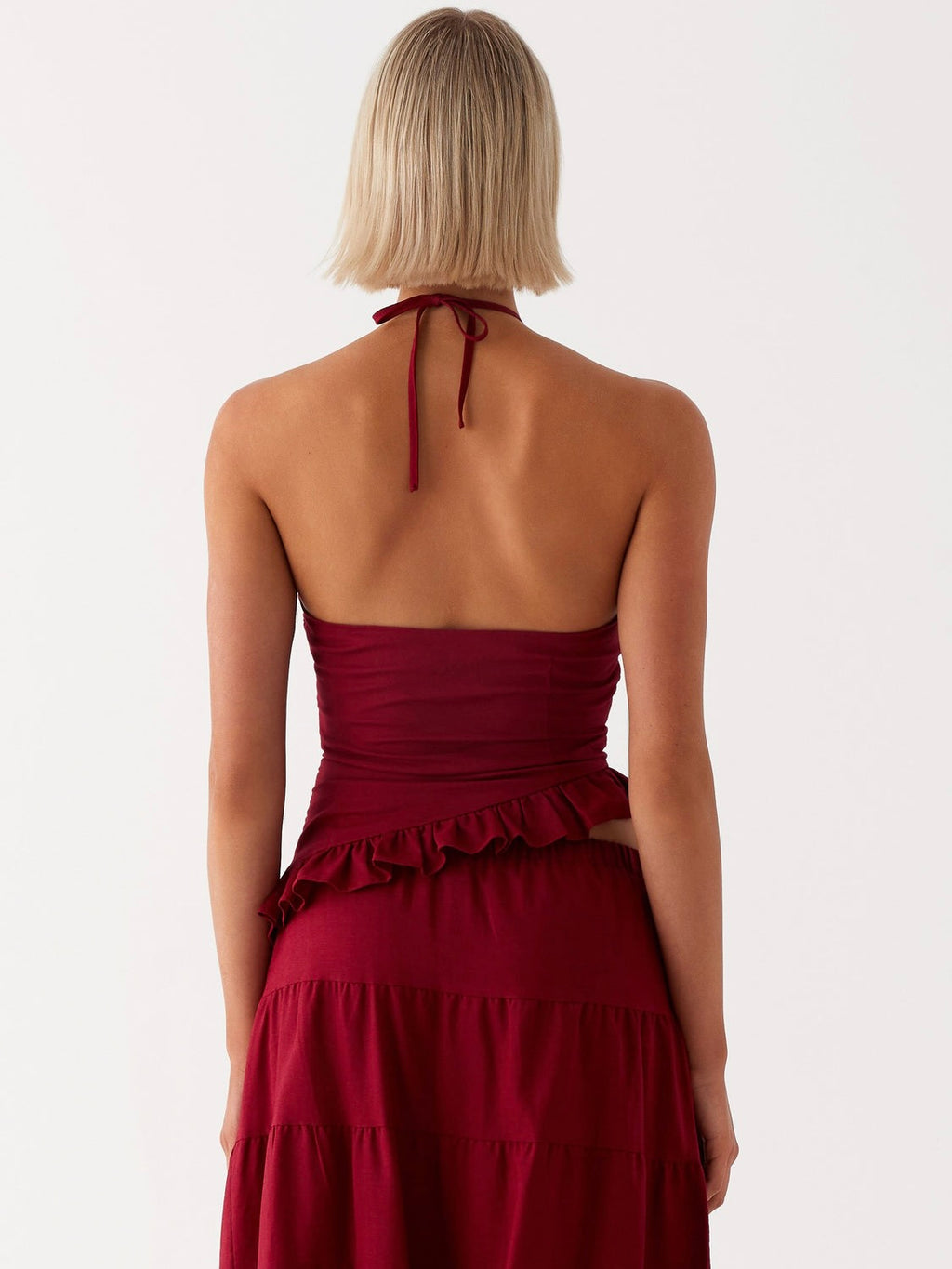 Mariella Linen Top - Maroon