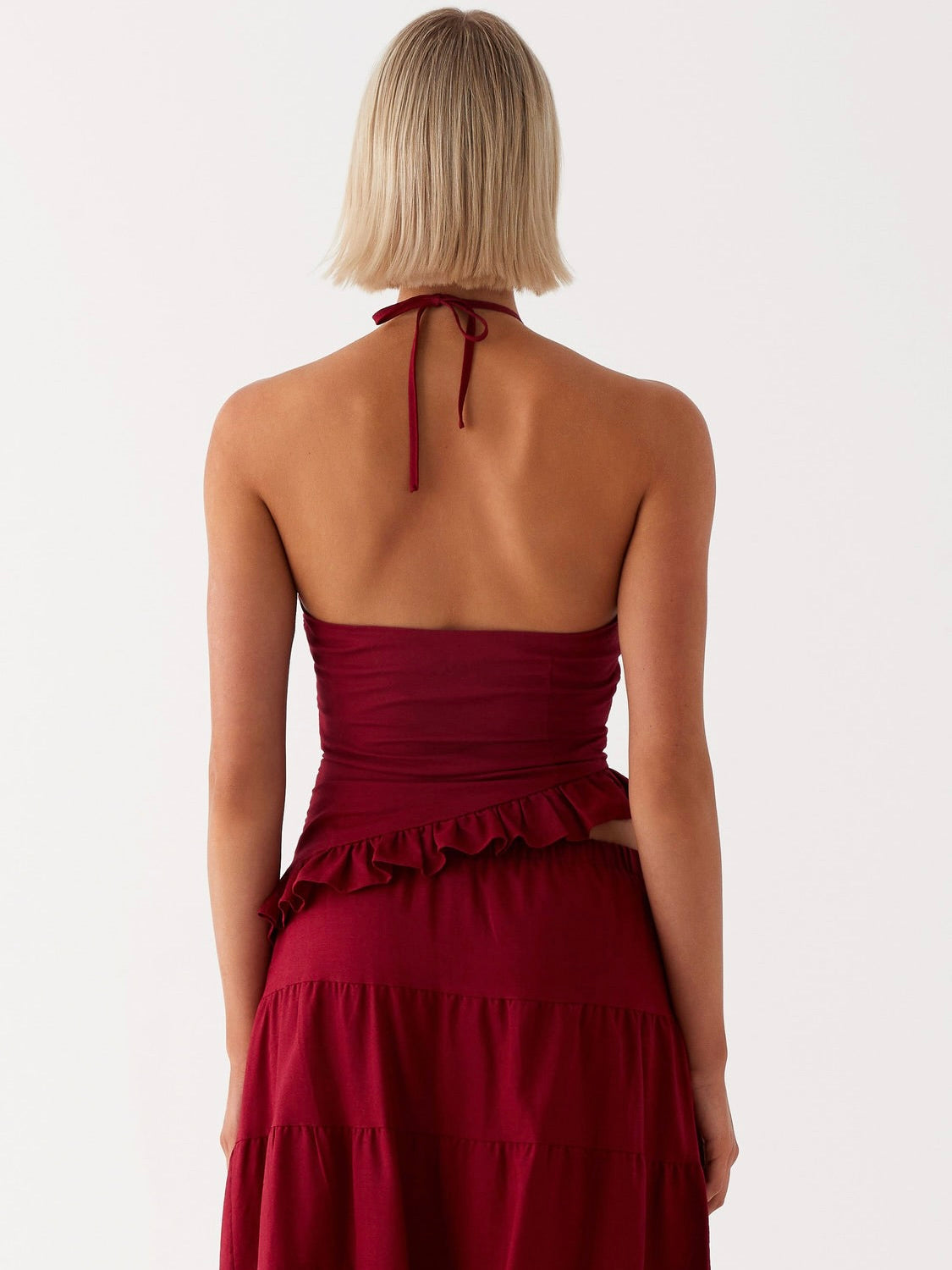 Mariella Linen Top - Maroon