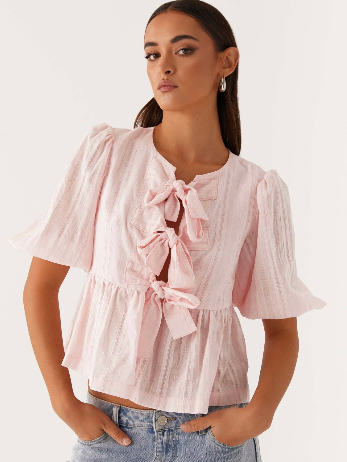 Western Wind Tie Top - Pink