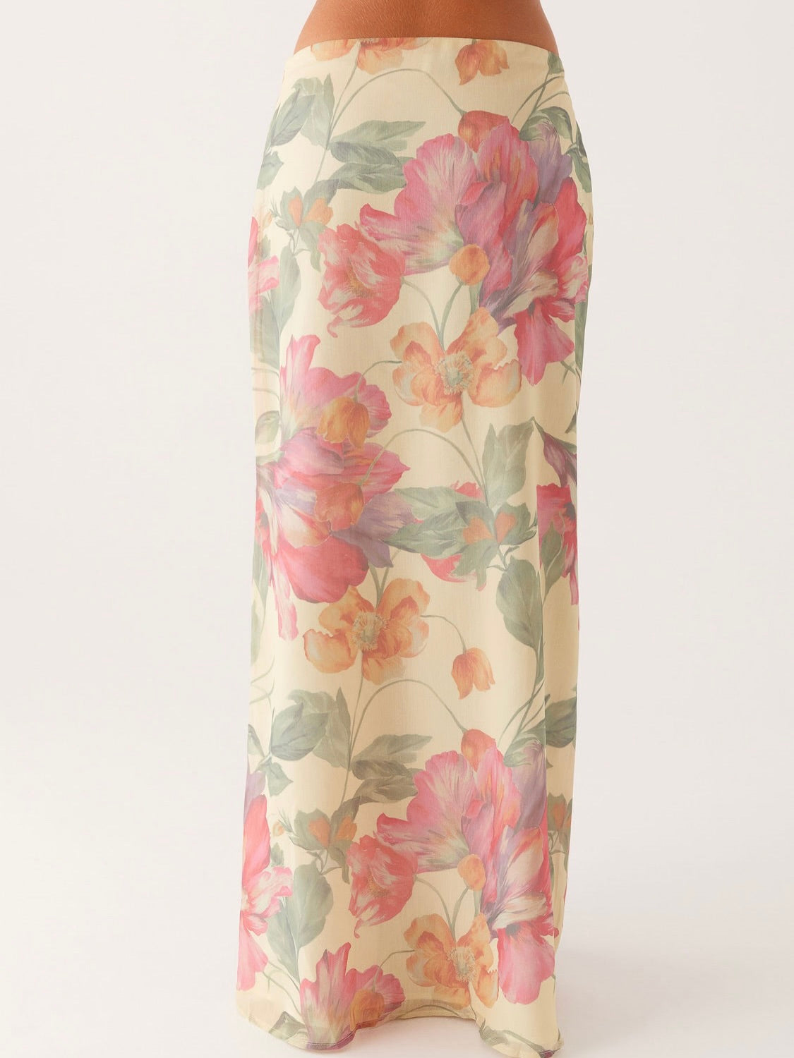Soulful Low Rise Maxi Skirt - Yellow Peony