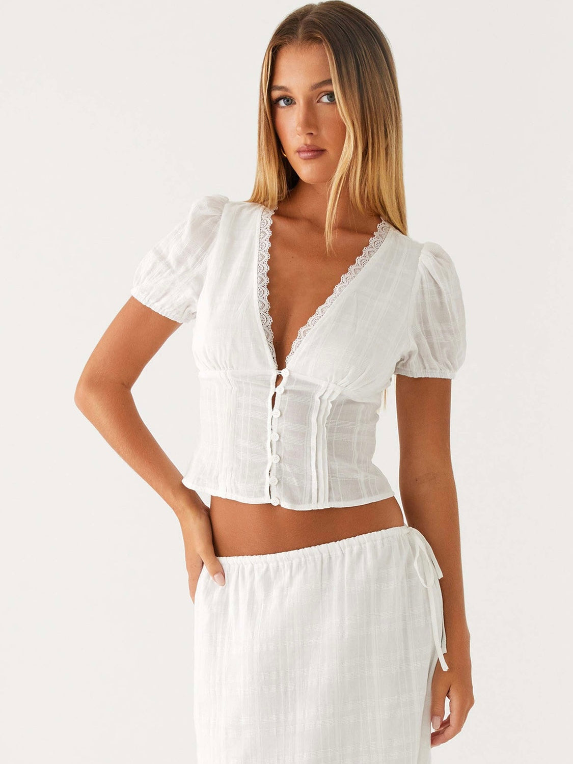 Sweet Lullaby Button Up Shirt - White
