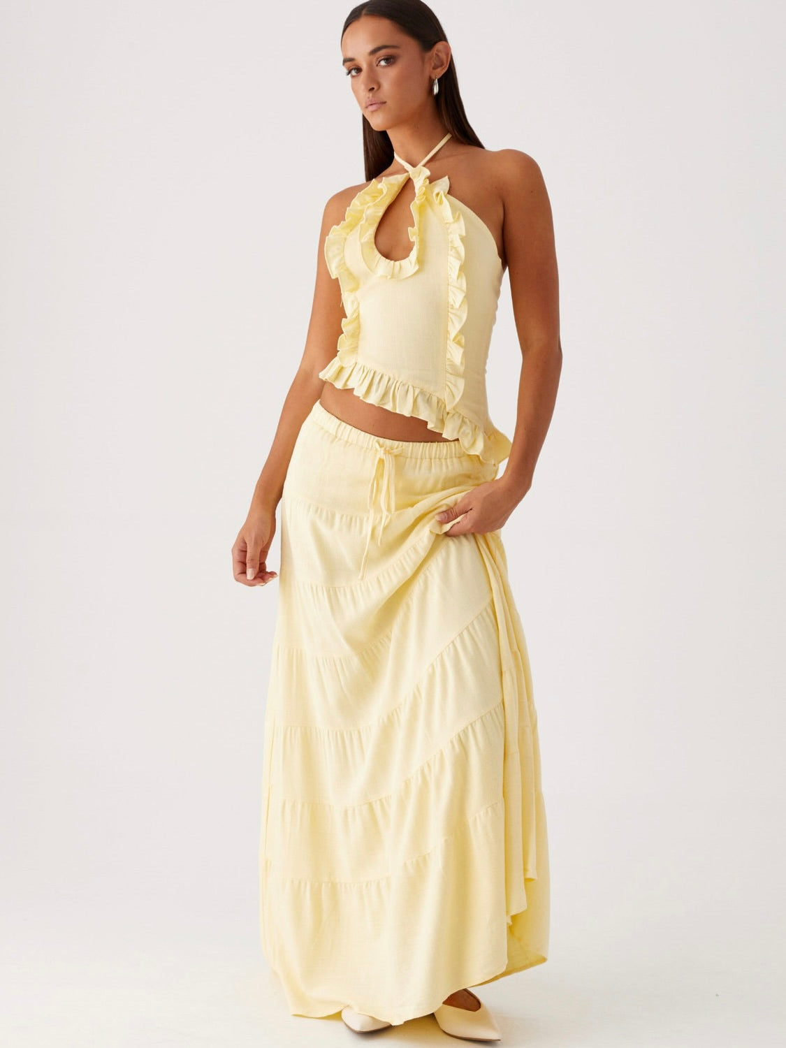 Mariella Linen Maxi Skirt - Yellow
