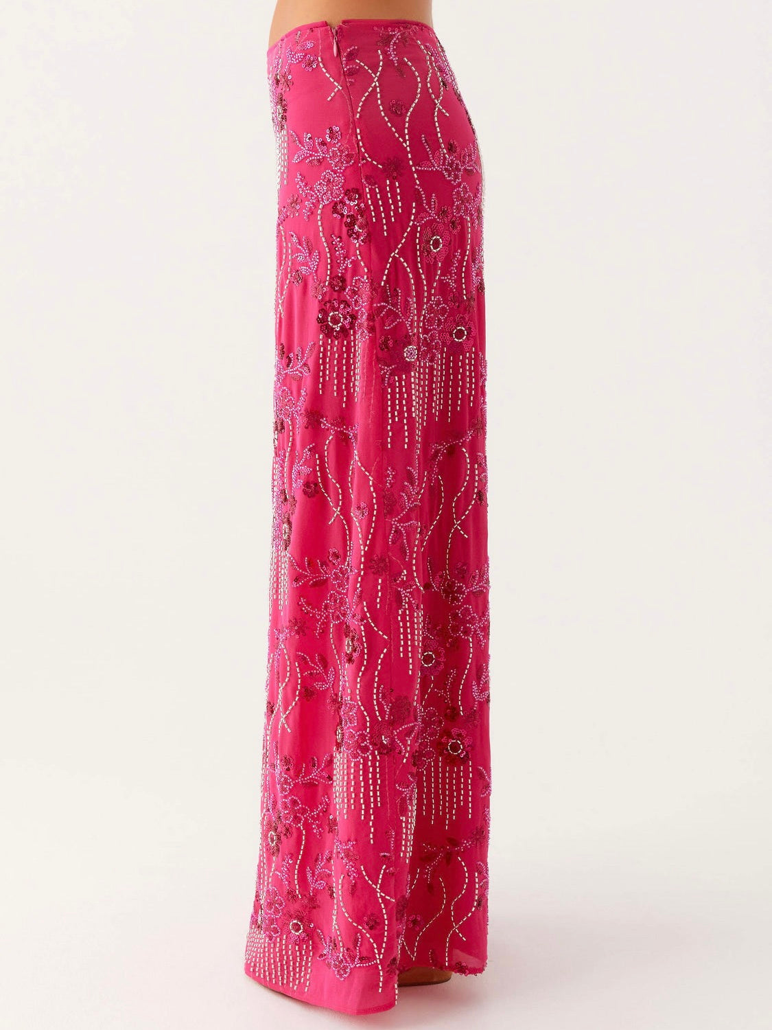 Corinna Low Rise Sequin Maxi Skirt - Fushsia