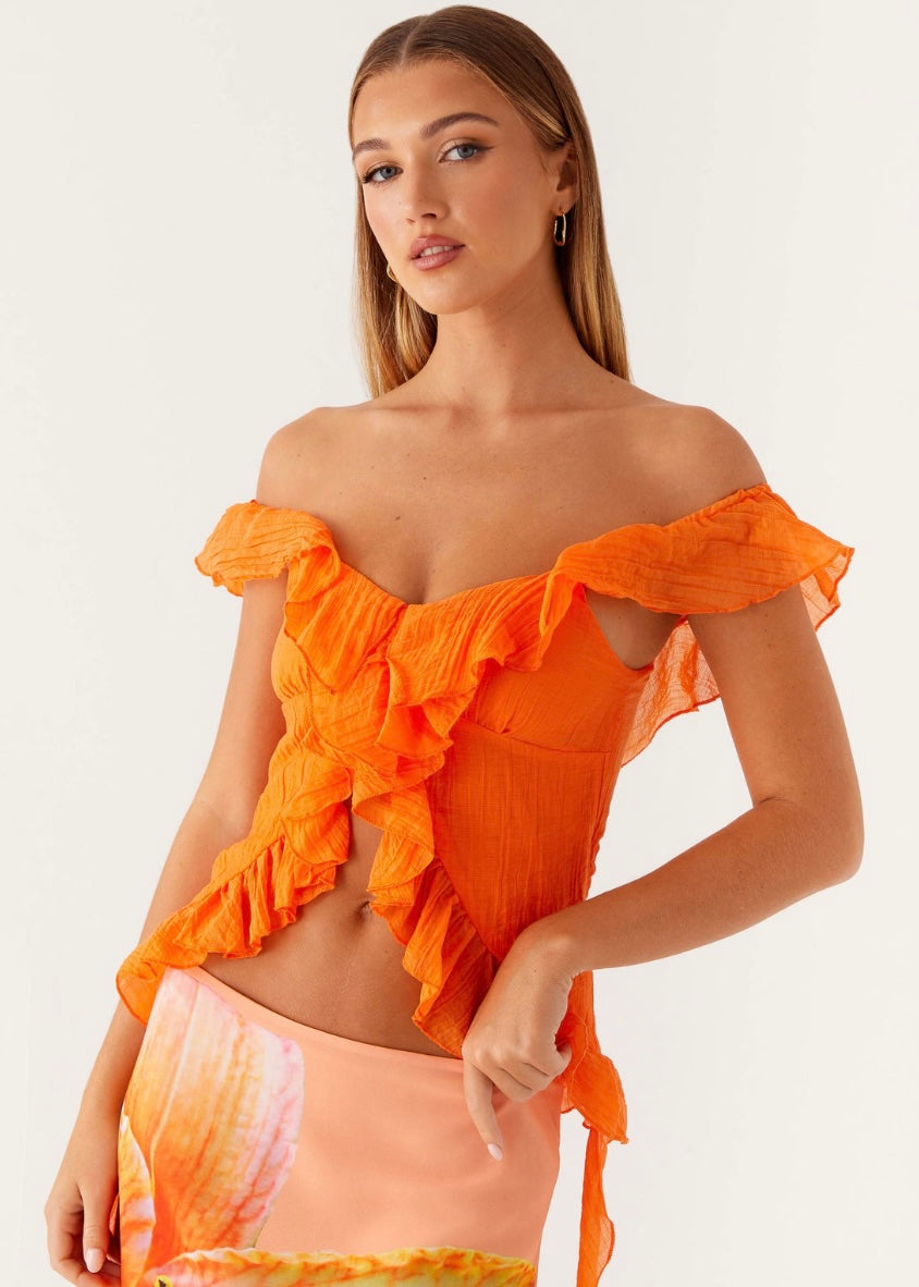 Dylan Off Shoulder Top - Orange