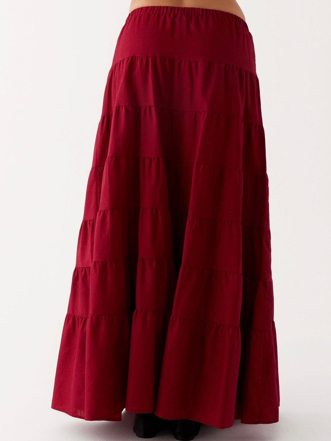 Mariella Linen Maxi Skirt - Maroon