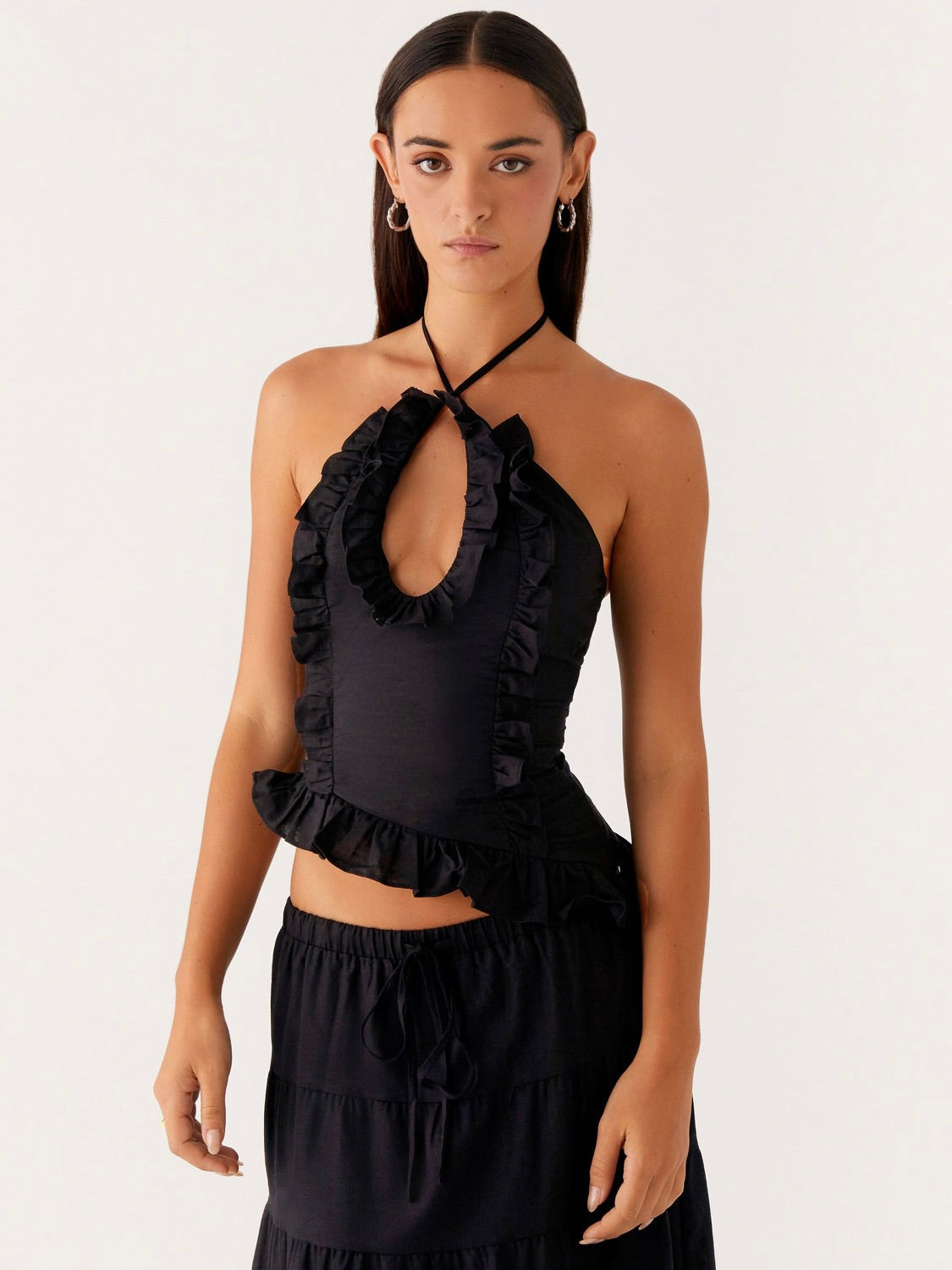 Mariella Linen Top - Black