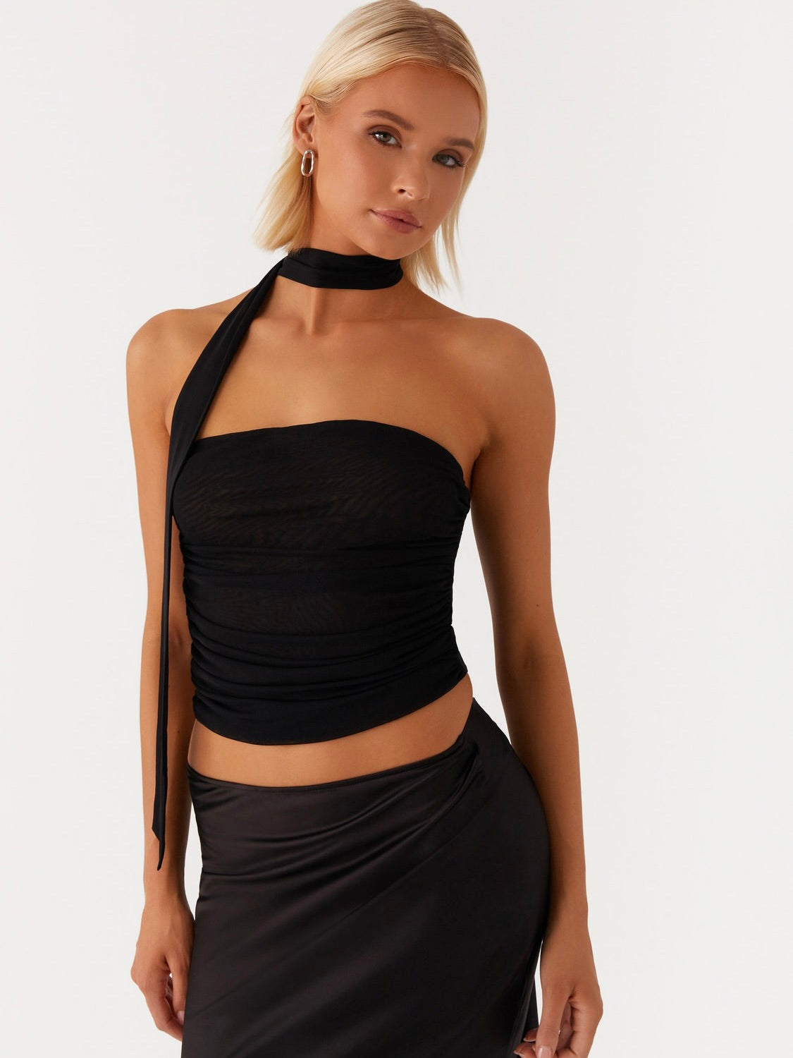 Hot Like Me Scarf Top - Black