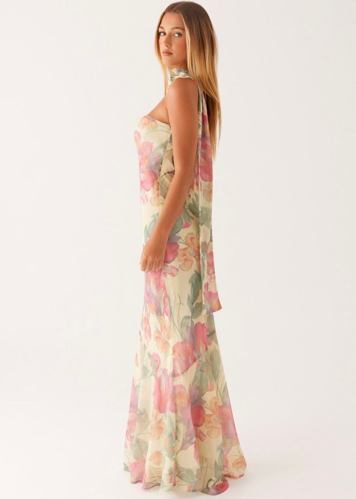 Under The Pagoda Maxi Dress - Yellow Peony
