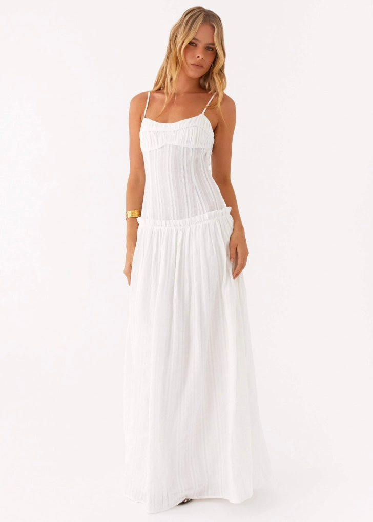 Jacinda Drop Waist Maxi Dress - Cream