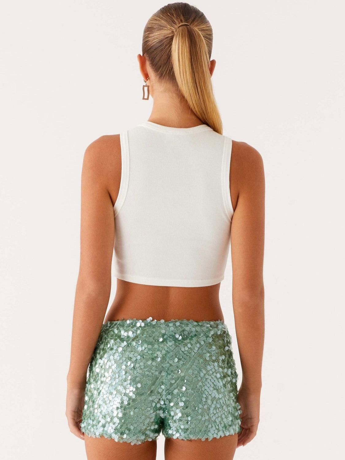 Madison Sequin Mini Shorts - Mint