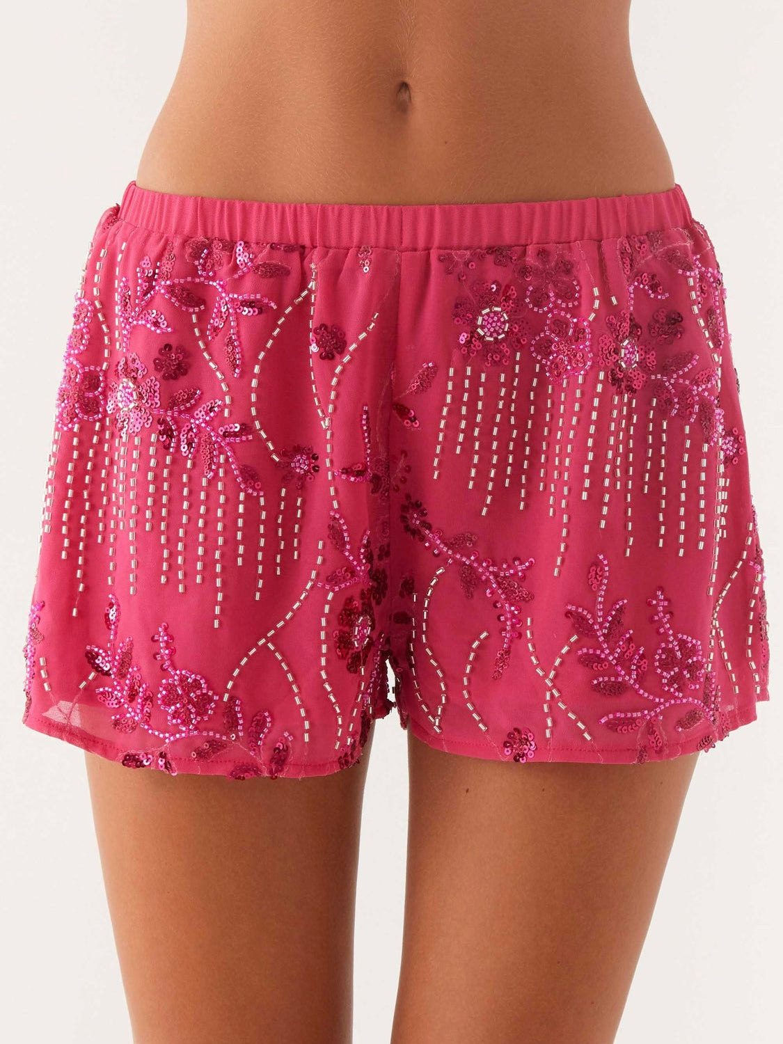 Mercer Sequin Mini Shorts - Fuchsia
