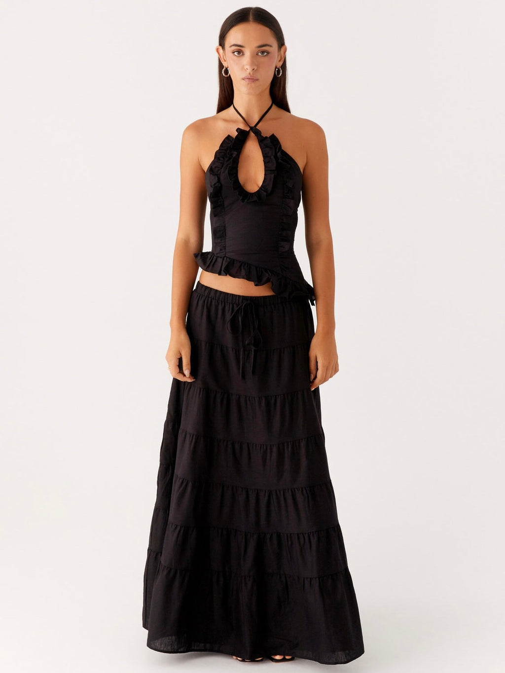 Mariella Linen Maxi Skirt - Black