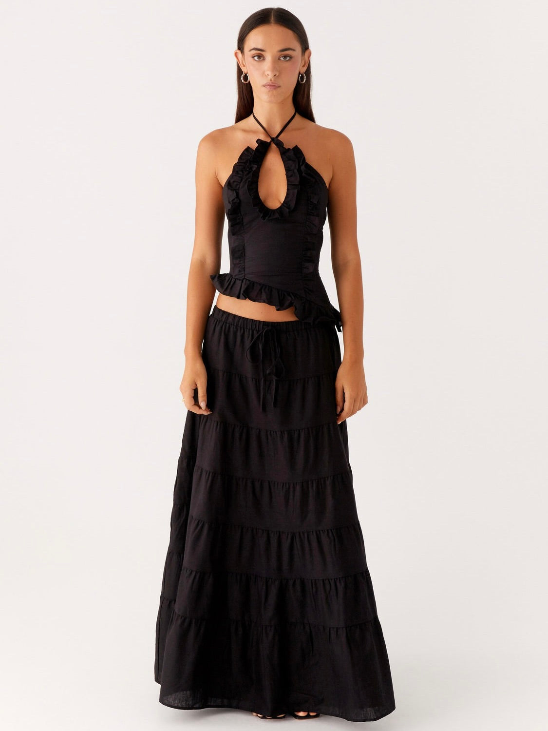 Mariella Linen Maxi Skirt - Black