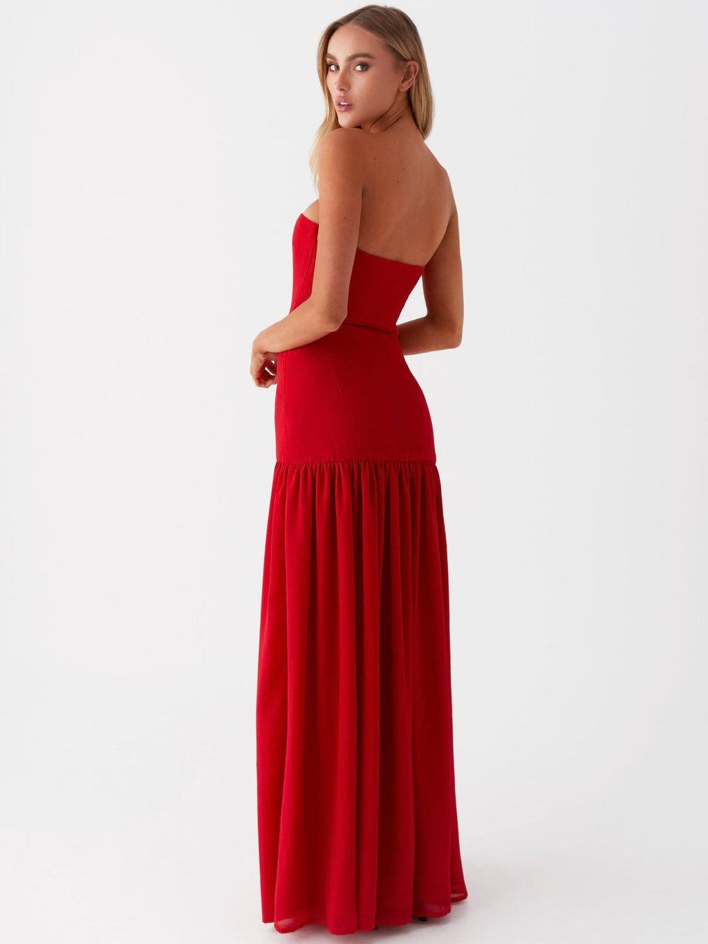 Eden Strapless Maxi Dress - Red