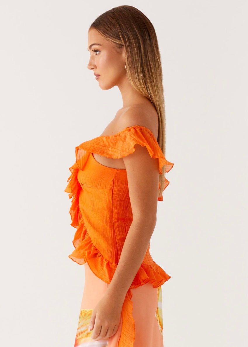 Dylan Off Shoulder Top - Orange
