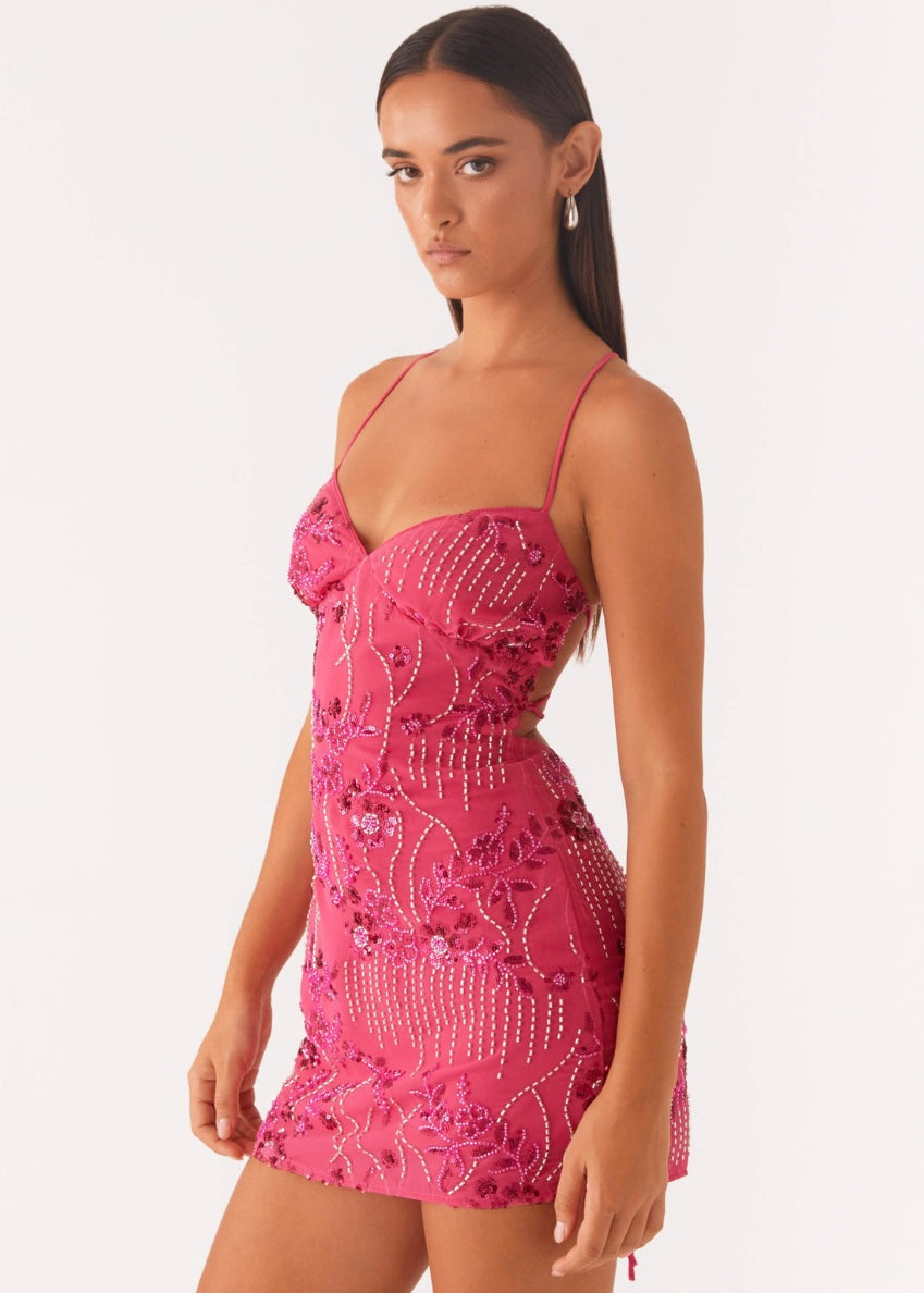 Vietta Sequin Cami Mini Dress - Fuchsia