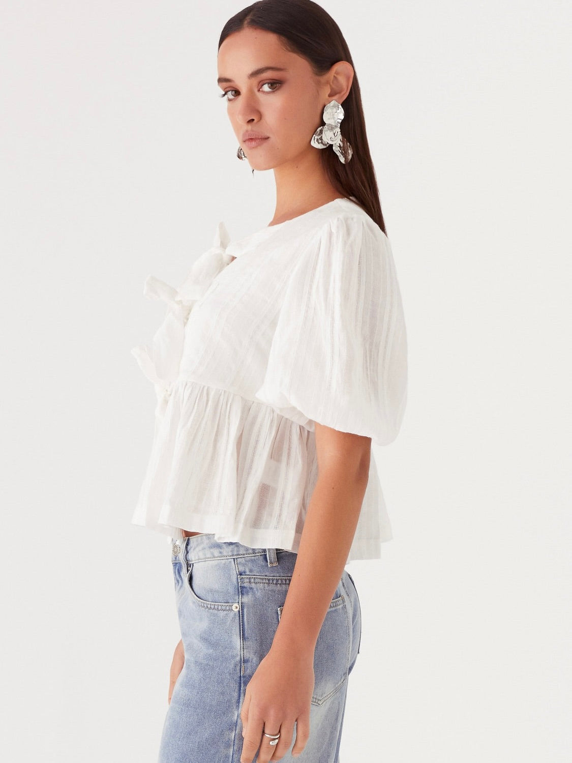 Western Wind Tie Top - White