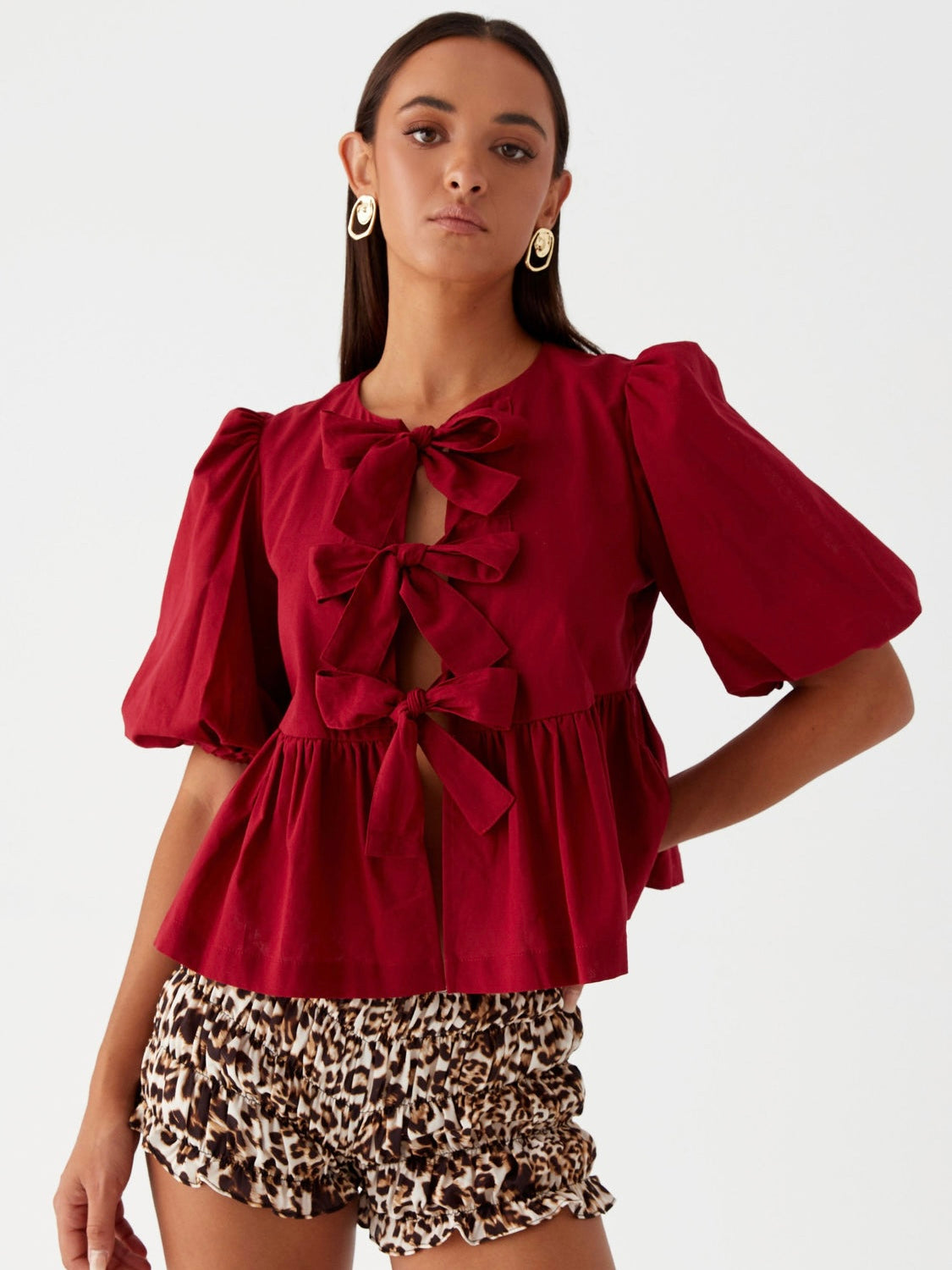 Western Wind Tie Top - Maroon