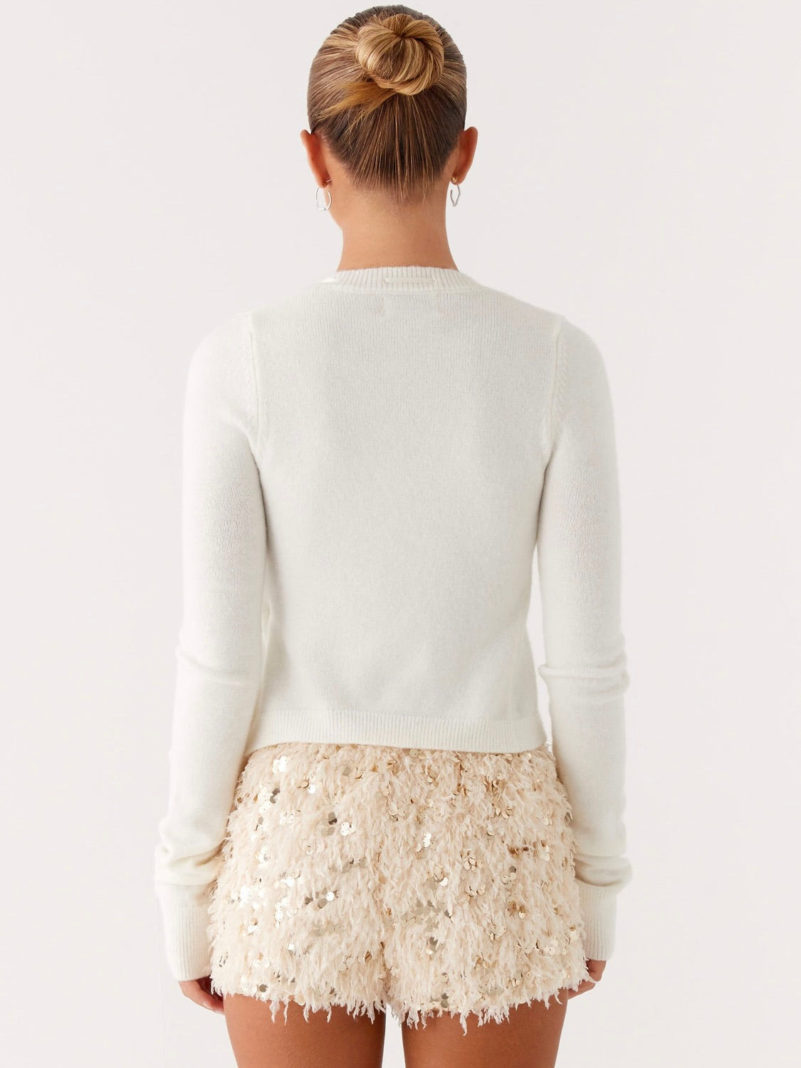 Candy Sequin Mini Shorts - White