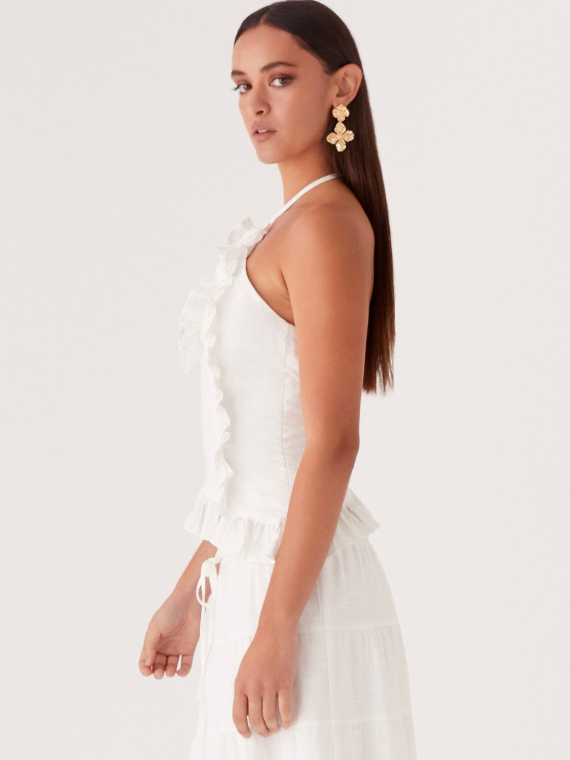 Mariella Linen Top - White