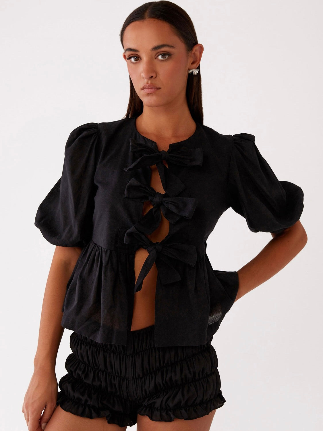 Western Wind Tie Top - Black