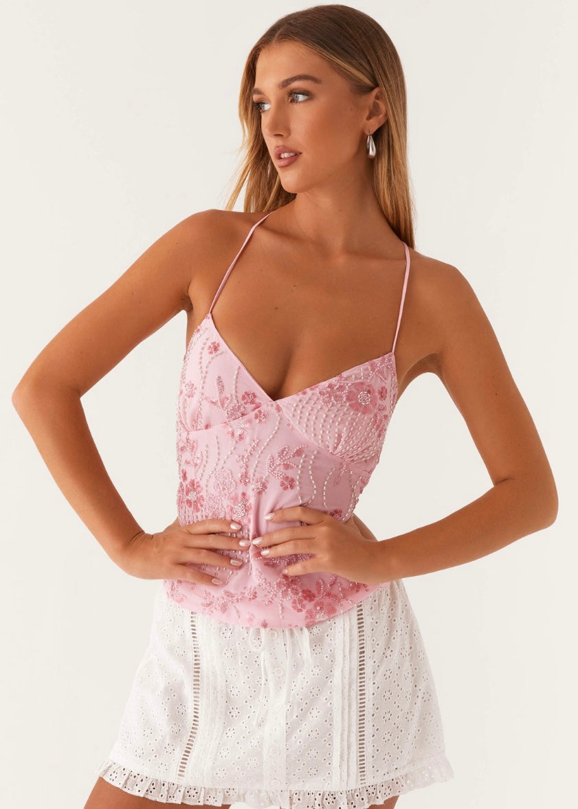 Kamilla Sequin Cami Top - Pink