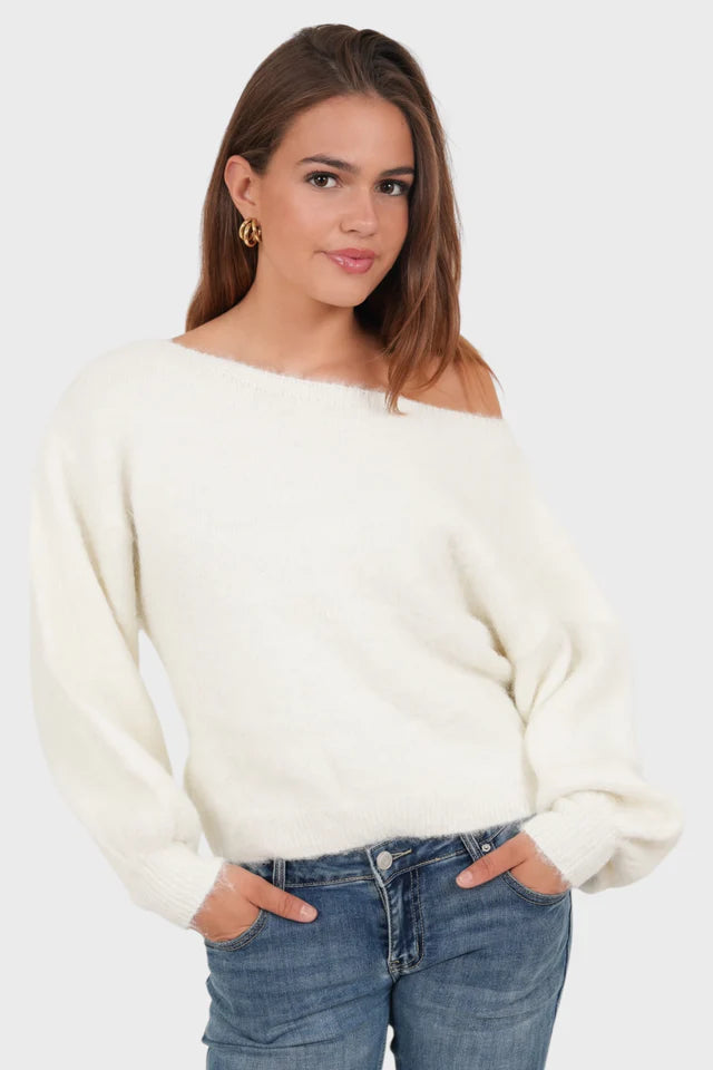 Aurora Off Shoulder Sweater - White