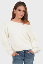 Aurora Off Shoulder Sweater - White