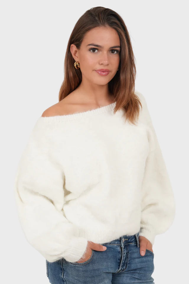 Aurora Off Shoulder Sweater - White
