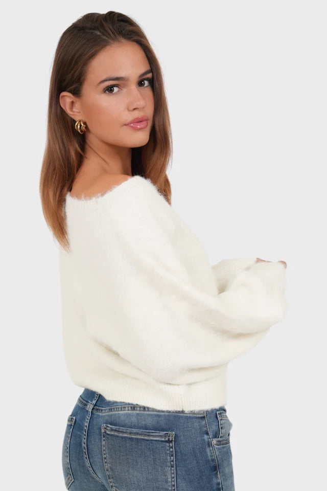 Aurora Off Shoulder Sweater - White