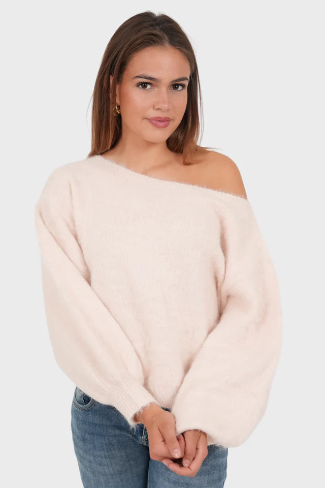 Aurora Off Shoulder Sweater - Pink
