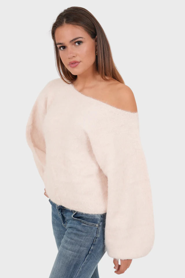 Aurora Off Shoulder Sweater - Pink