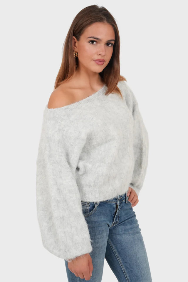 Aurora Off Shoulder Sweater - Grey